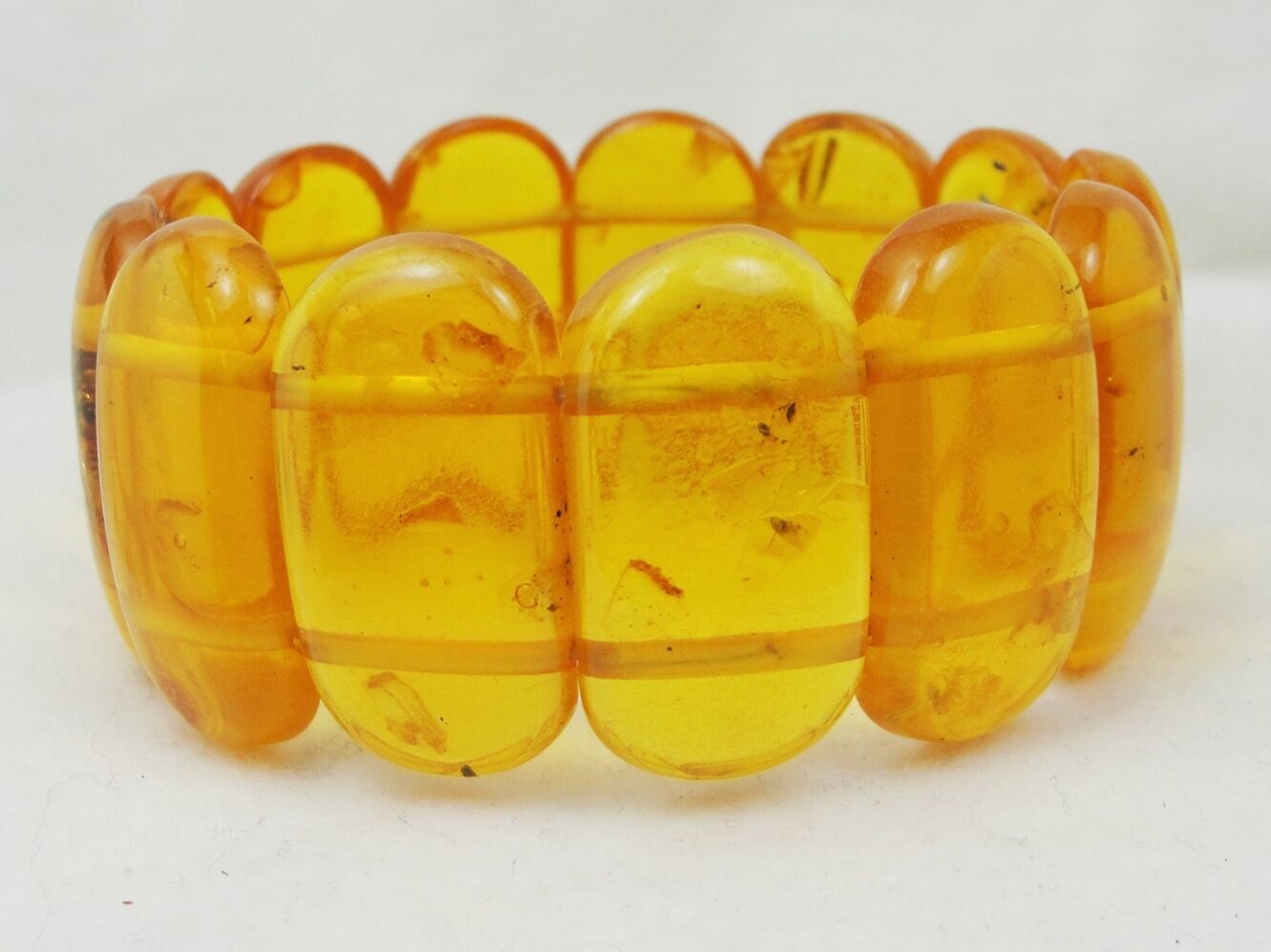 Estate Handcrafted Honey Baltic Amber Round Link Stretch Bracelet