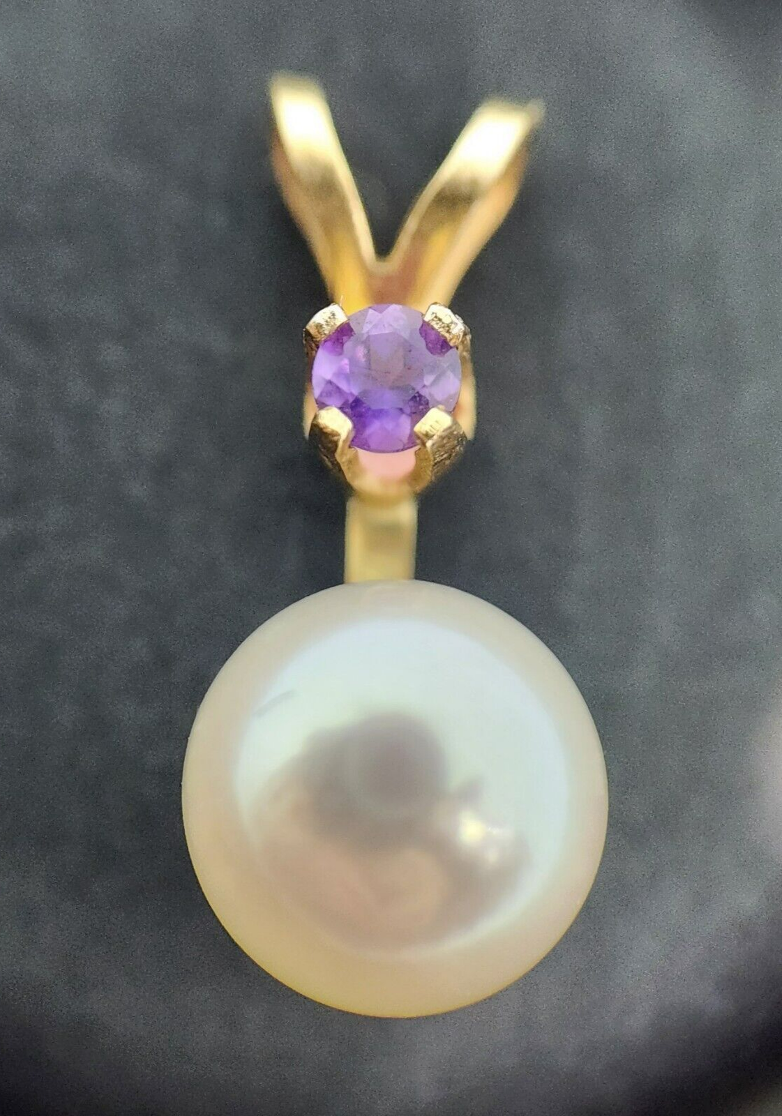 7mm Akoya Pearl & Amethyst 14k Yellow Gold Pendant