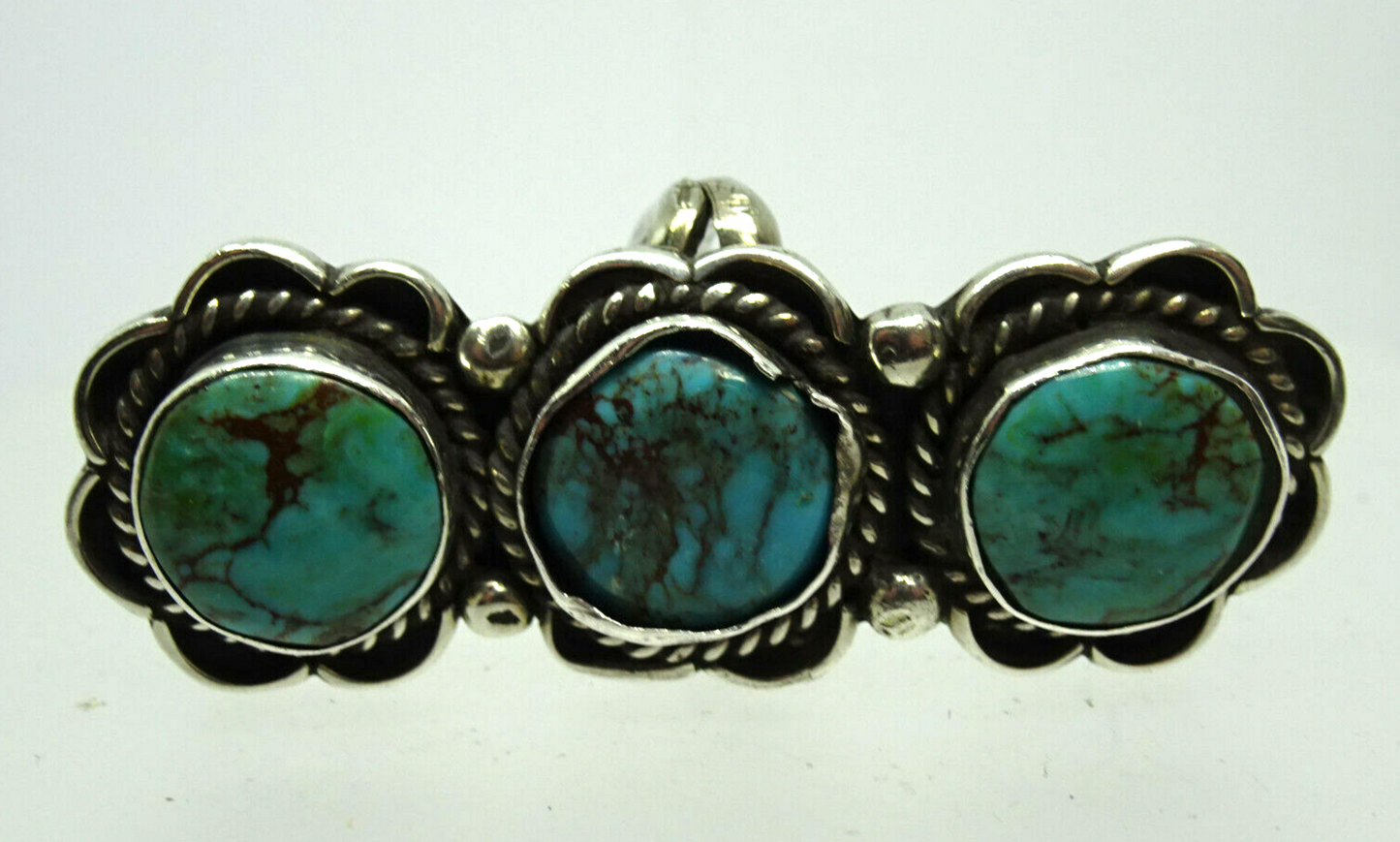 Earl Chee Jr Navajo Old Pawn Turquoise Sterling Silver Ring Size 4.5