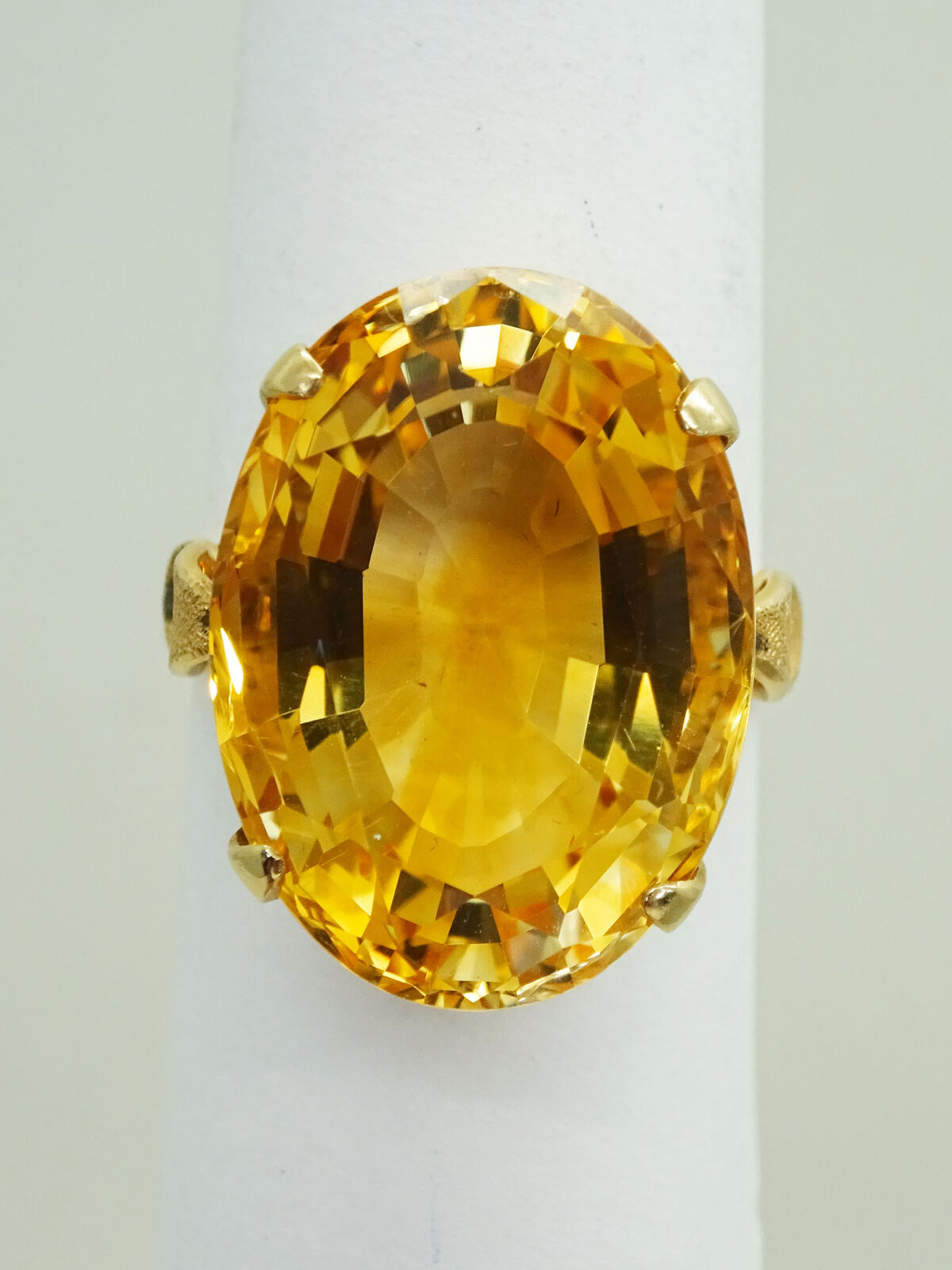 16.5ct Natural Oval Citrine Quartz Filigree Ring 18k Gold Size 6.75