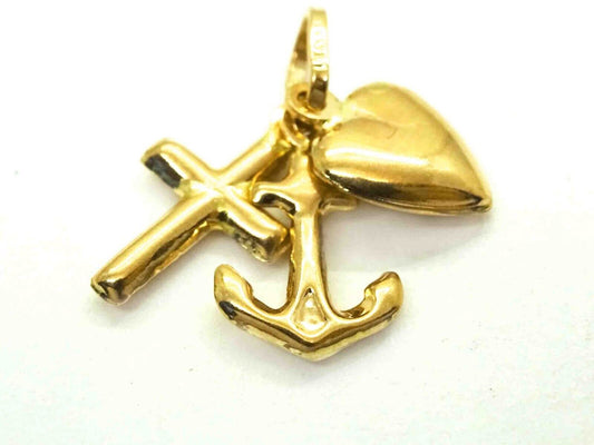 Faith Hope Love Cross Anchor Heart Charm Pendant 14k Gold