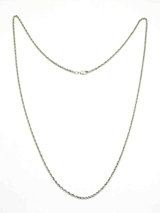 Michael Anthony Designer 2mm Wide Rope Chain Necklace 24" Long 14k White Gold