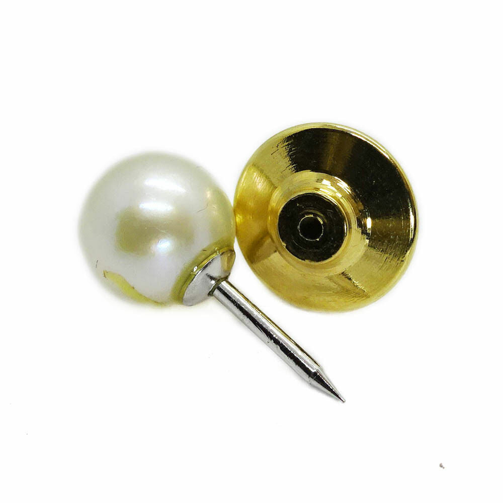 Genuine Pearl Tie Tack On 14k Post With Base Metal Clasp