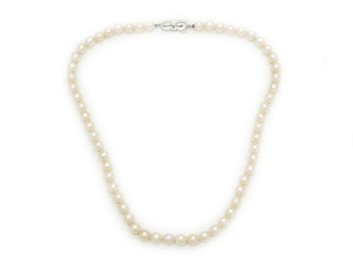 Mikimoto 6-6.5mm Akoya Cultured Pearl Bead Strand Necklace 18k White Gold 16"