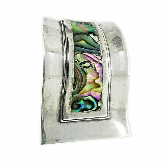 Vintage Signed Jose Anton Sterling Abalone Inlay Pin Brooch Taxco Mexico