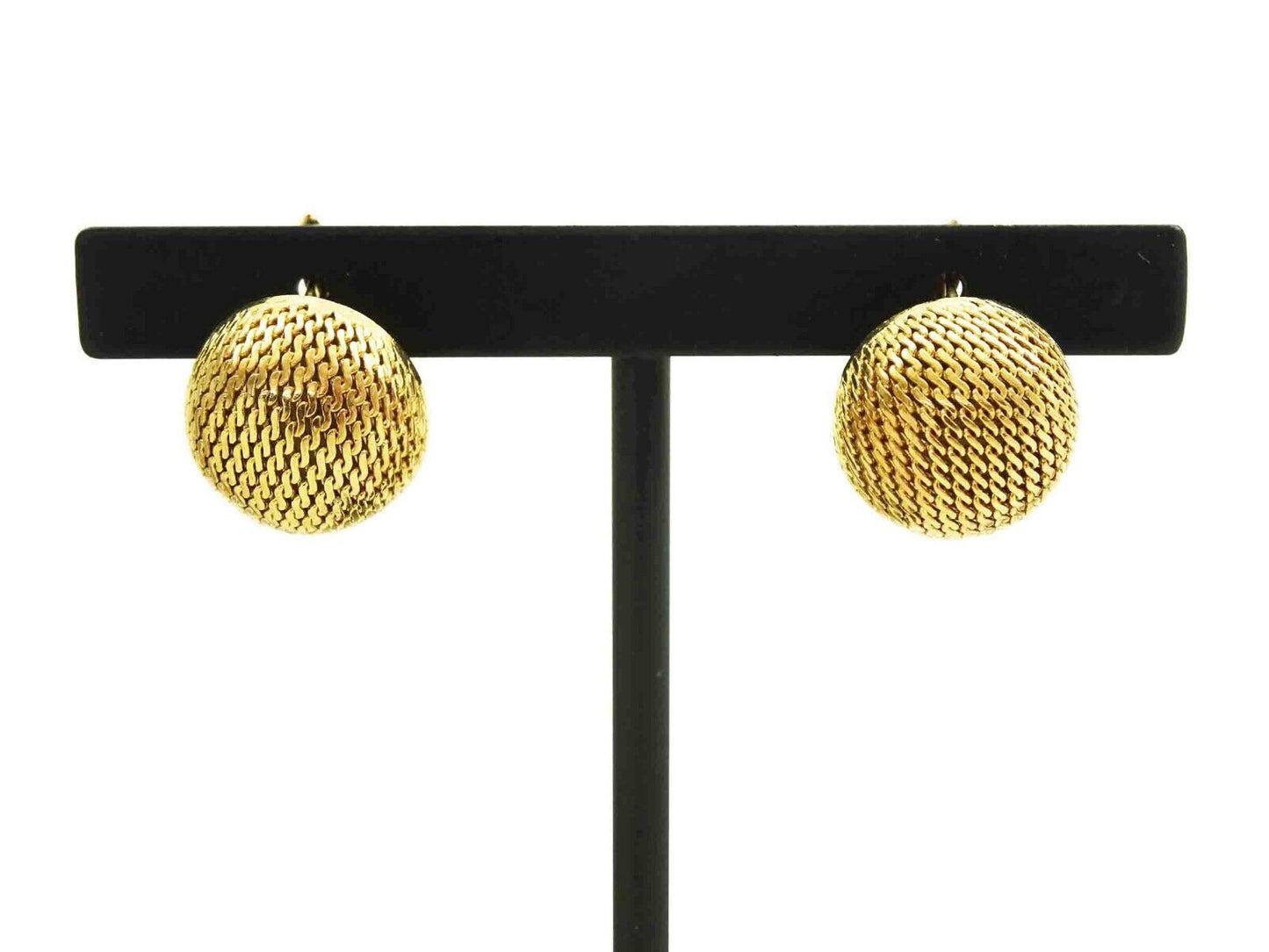 Button Weave Pattern Dangle Earrings 18k Gold 7.8 Grams