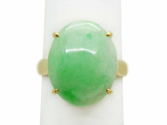 5.00ct Natural Jade Oval Cabochon Filigree Ring 14k Gold Size 5.75