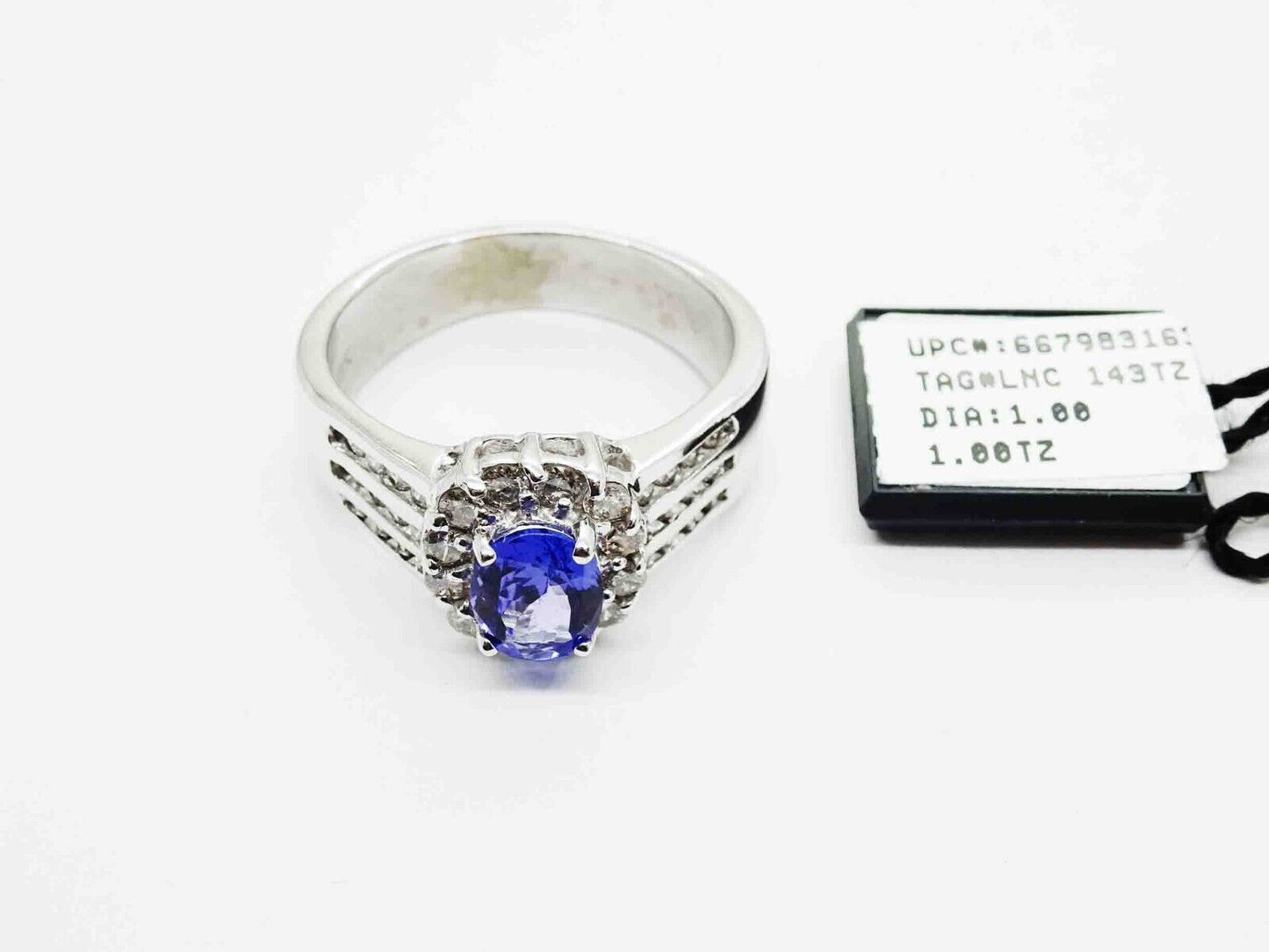 LeVian 2.00ct tw Oval Tanzanite & Diamond Ring 18k White Gold Size 9.75