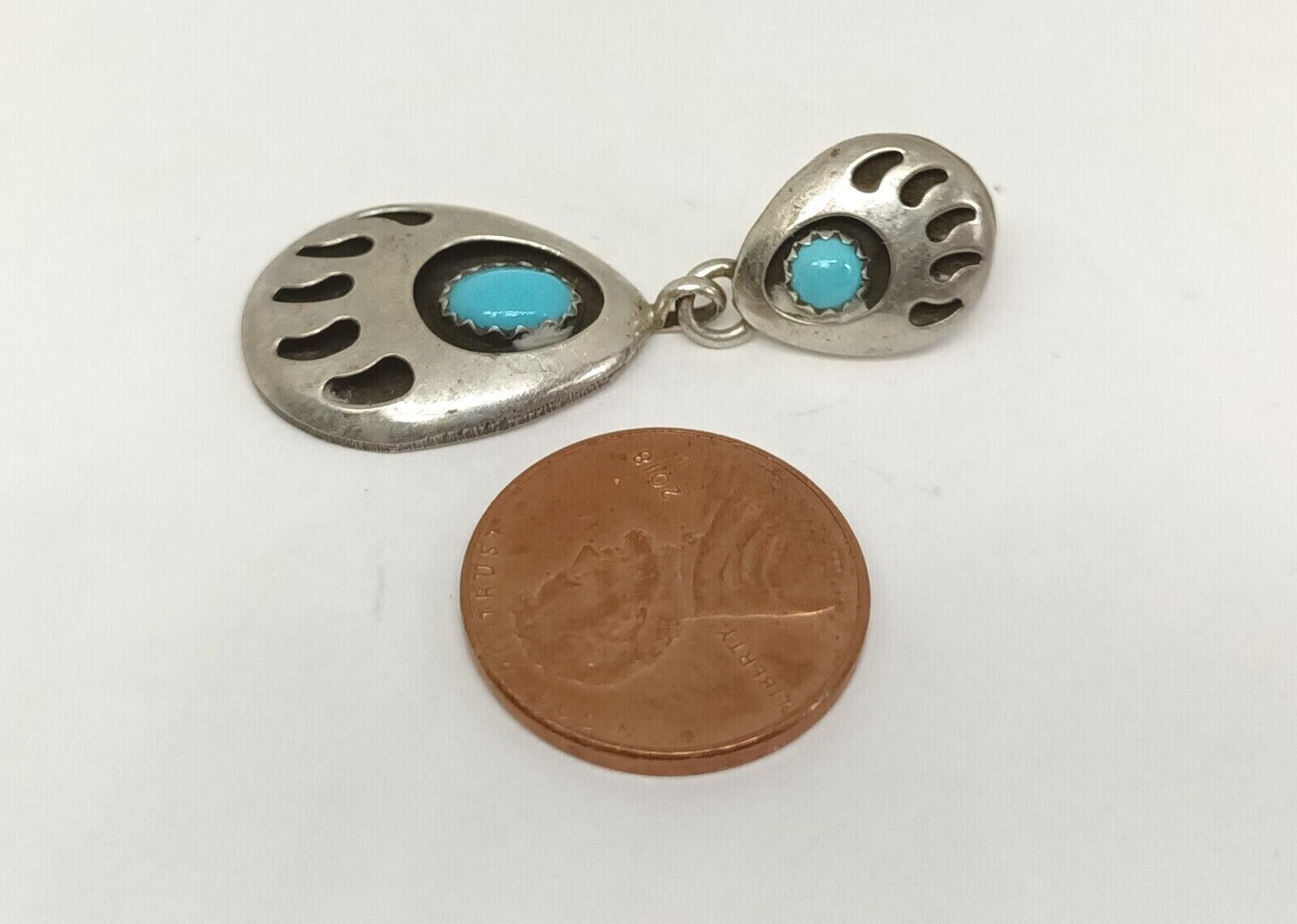 Native American Sterling Silver and Turquoise Earrings Bea Tom