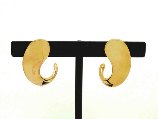 Classico Style Italian Designer Curved Swirl Dangle Earrings 14k Gold