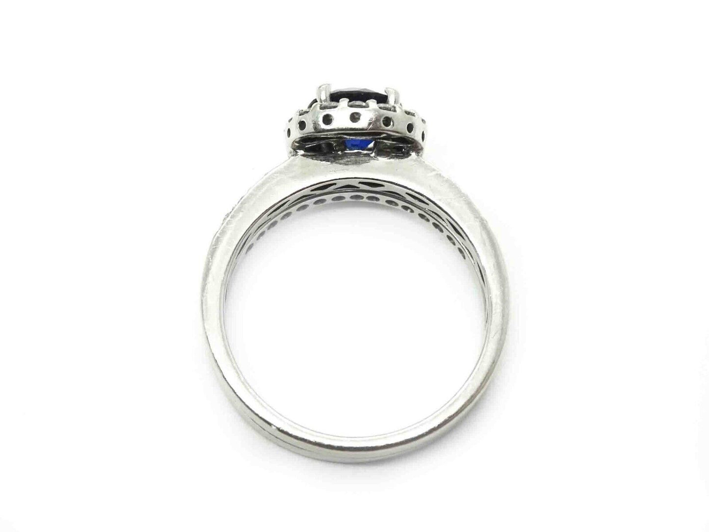 Legend 1.7ct tw Sapphire & Diamond Double Band Ring 14k White Gold Size 7