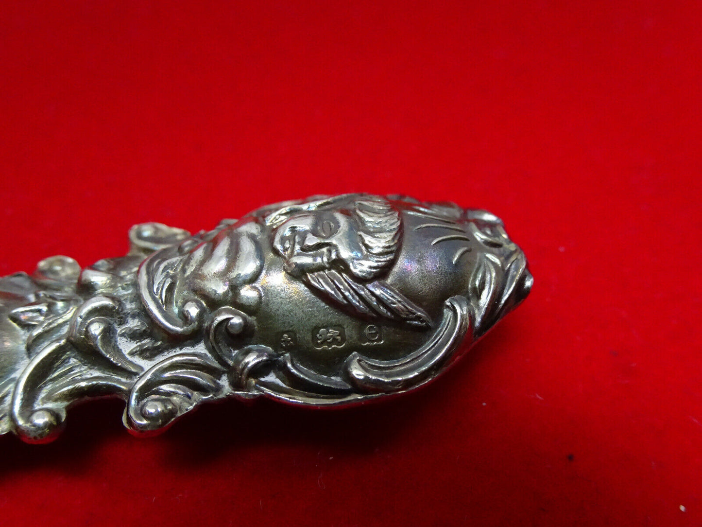 Vintage Sterling Silver Angel Cherub Face Handle Button Shoe Hook England Marks