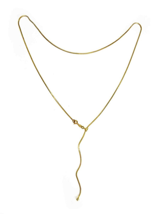 Milor Italian Dia-Cut Snake Lariat Chain Necklace 14k Gold