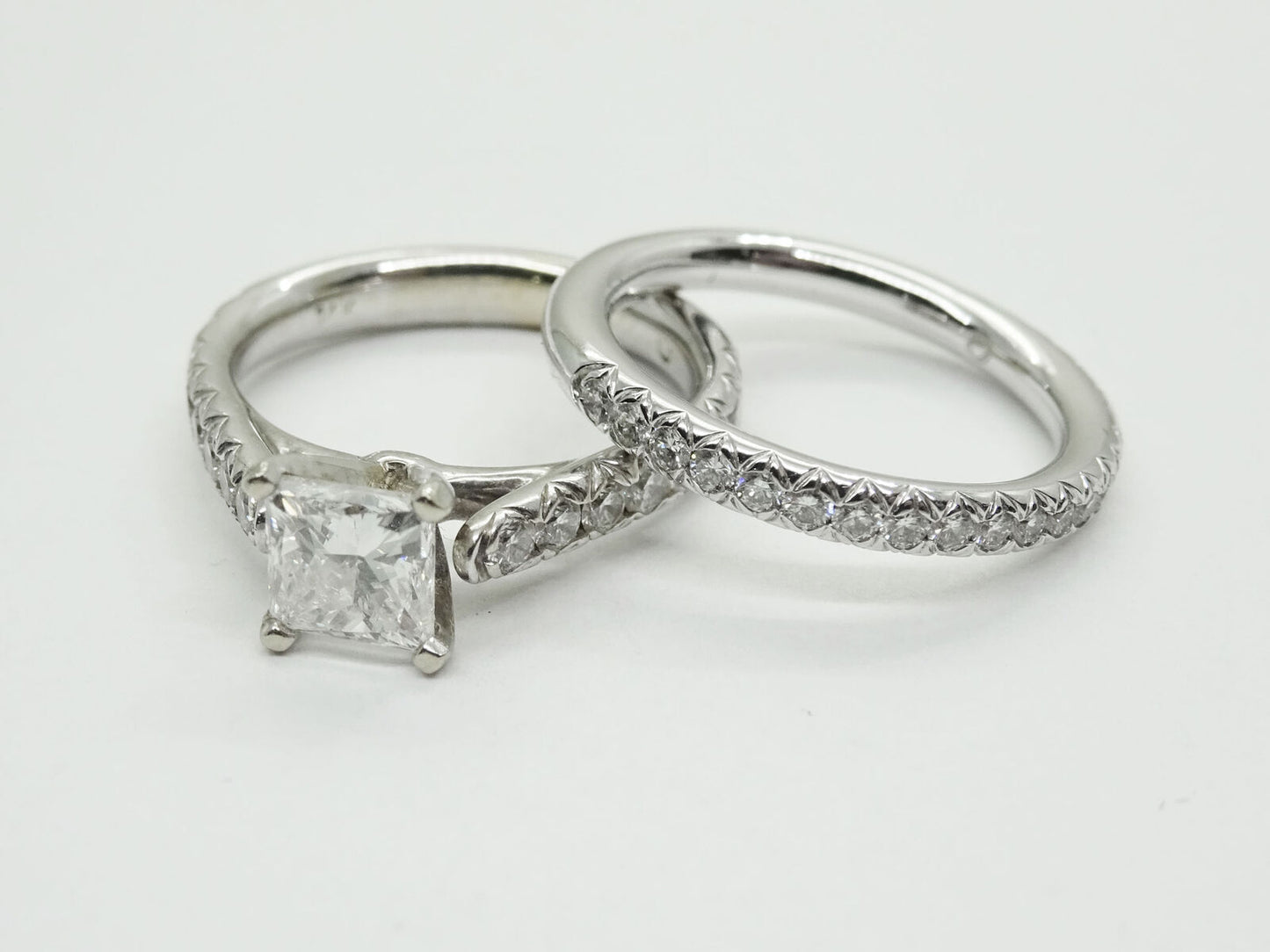 GIA 1.41ct tw Natural Diamond Engagement Ring Set 14k White Gold Size 4.5