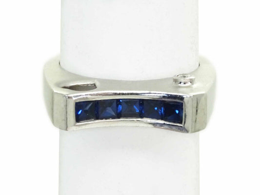 0.55ct tw Natural Sapphire & Diamond Heart Filigree 850 Platinum Ring Size 6.25