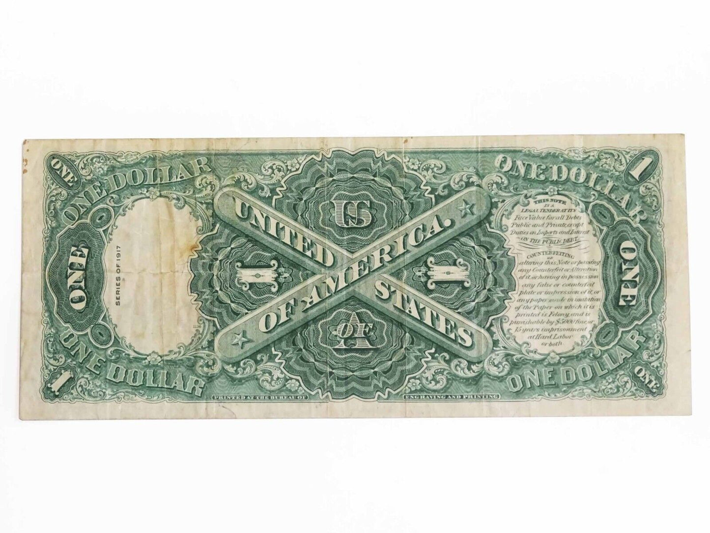 1917 $1 "Sawhorse" United States Legal Tender Large Note T16234469A