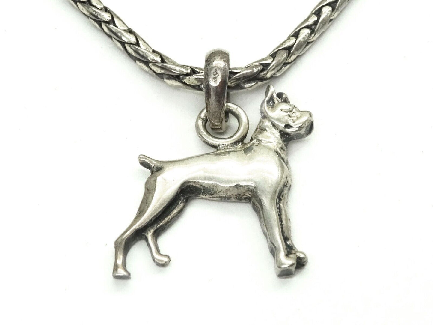 FAC FineARF Lisa Greene Boxer Dog Pendant Chain w/Extender Sterling Silver