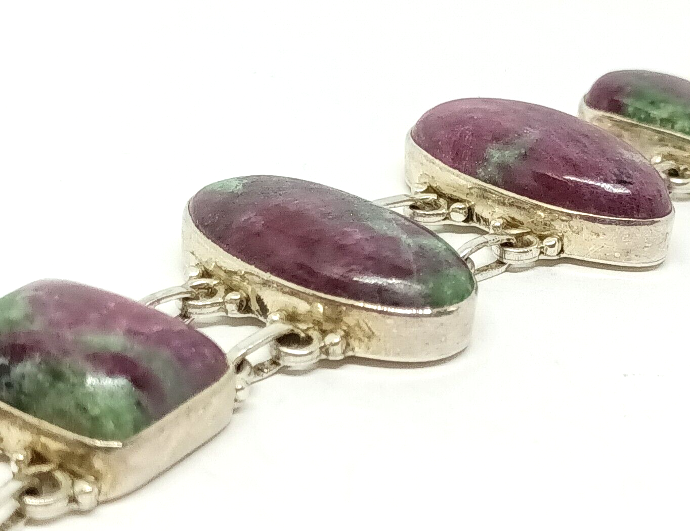 Natural Ruby in Zoisite & Sterling Silver Bracelet 8''