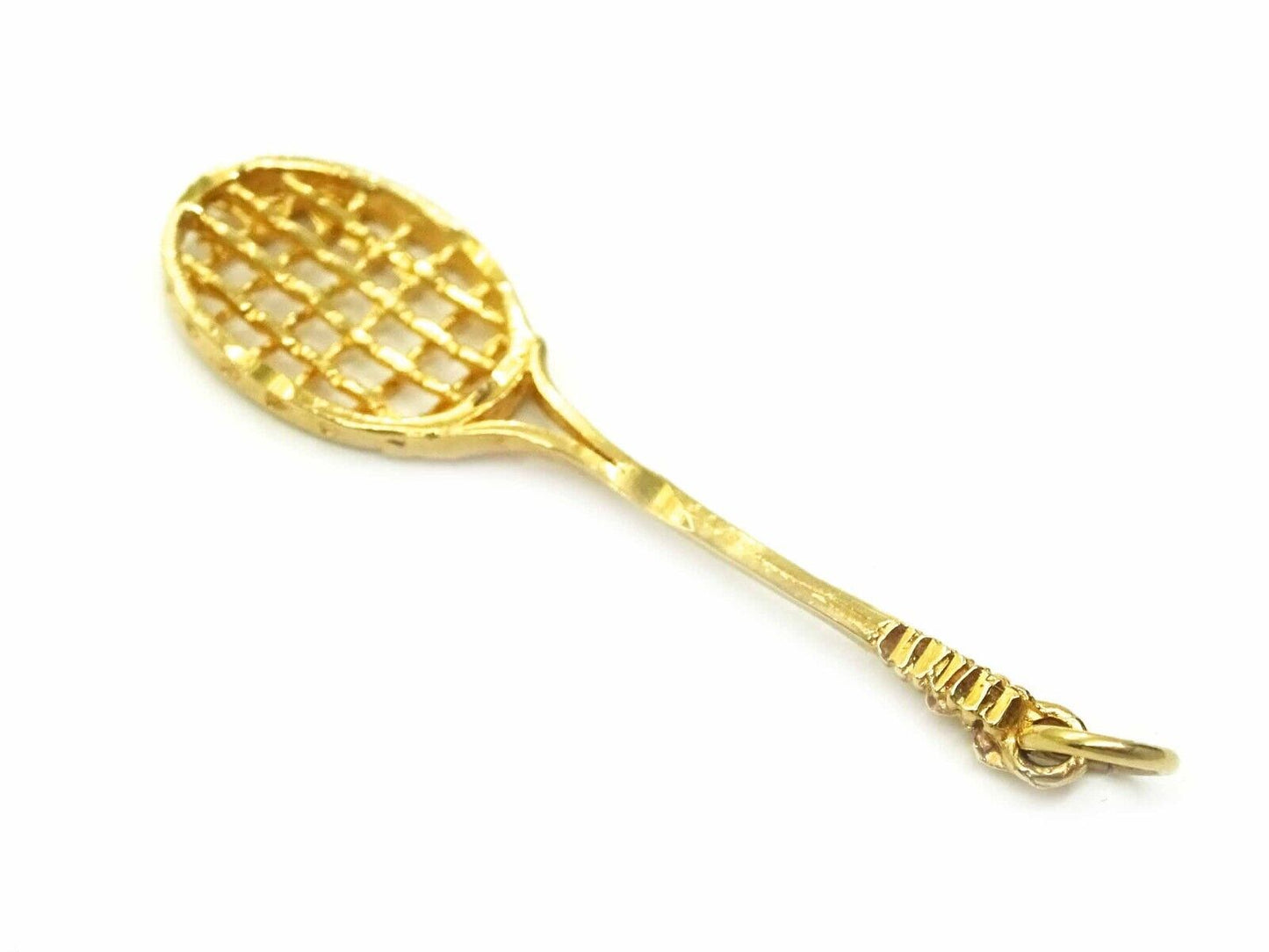 Vintage Tennis Racket Pendant 14k Solid Gold