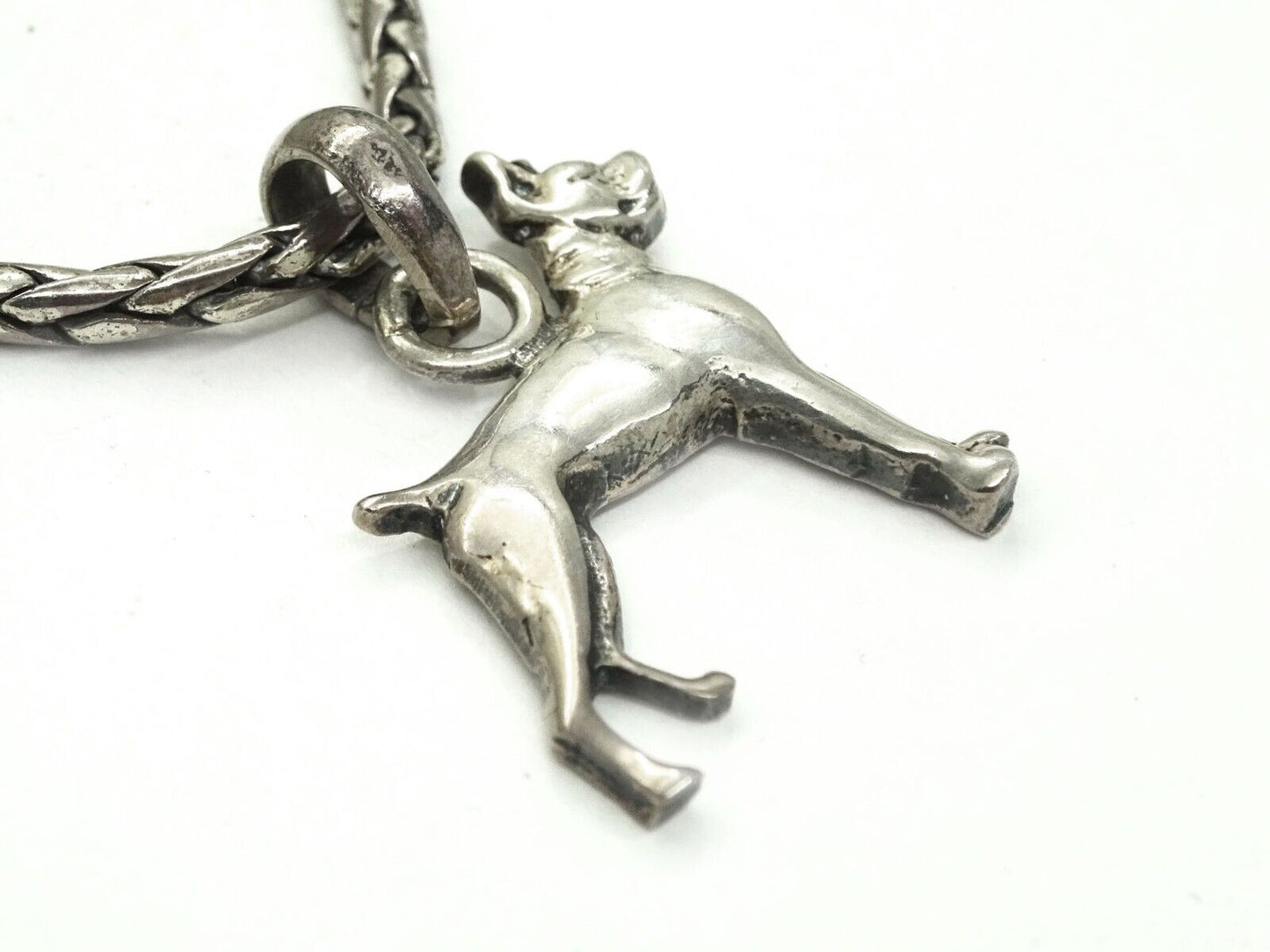 FAC FineARF Lisa Greene Boxer Dog Pendant Chain w/Extender Sterling Silver