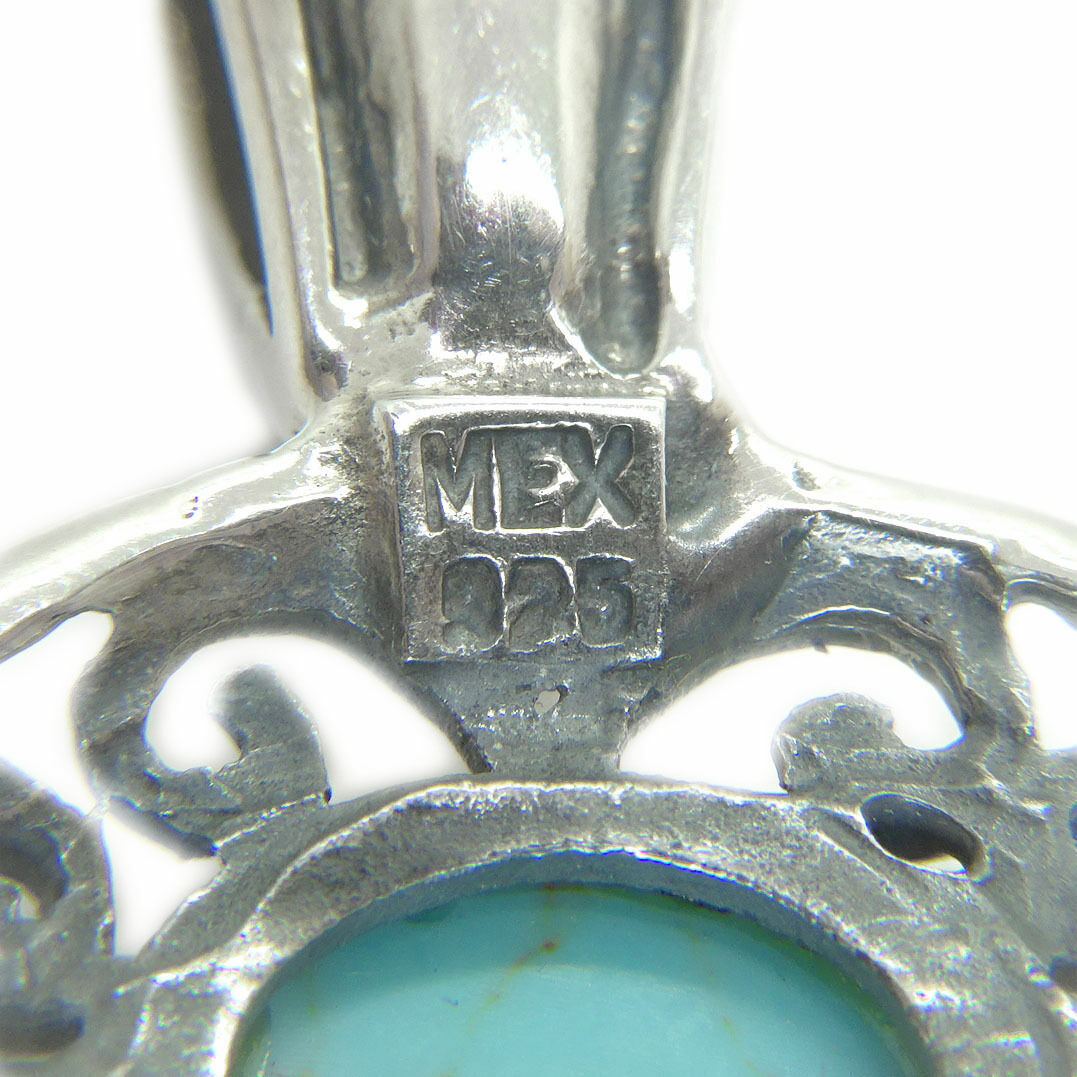 JRI Mexico Turquoise Sterling Silver Decorative Small Pendant