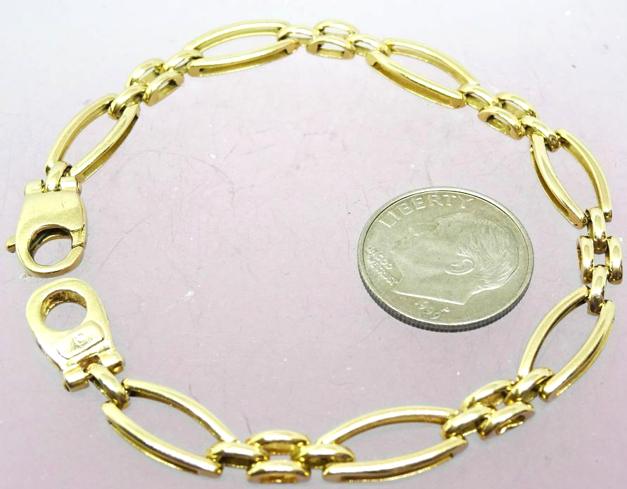 14k Yellow Gold Italian Link Bracelet 7-1/8" Long, 8.8 grams, Made in Italy