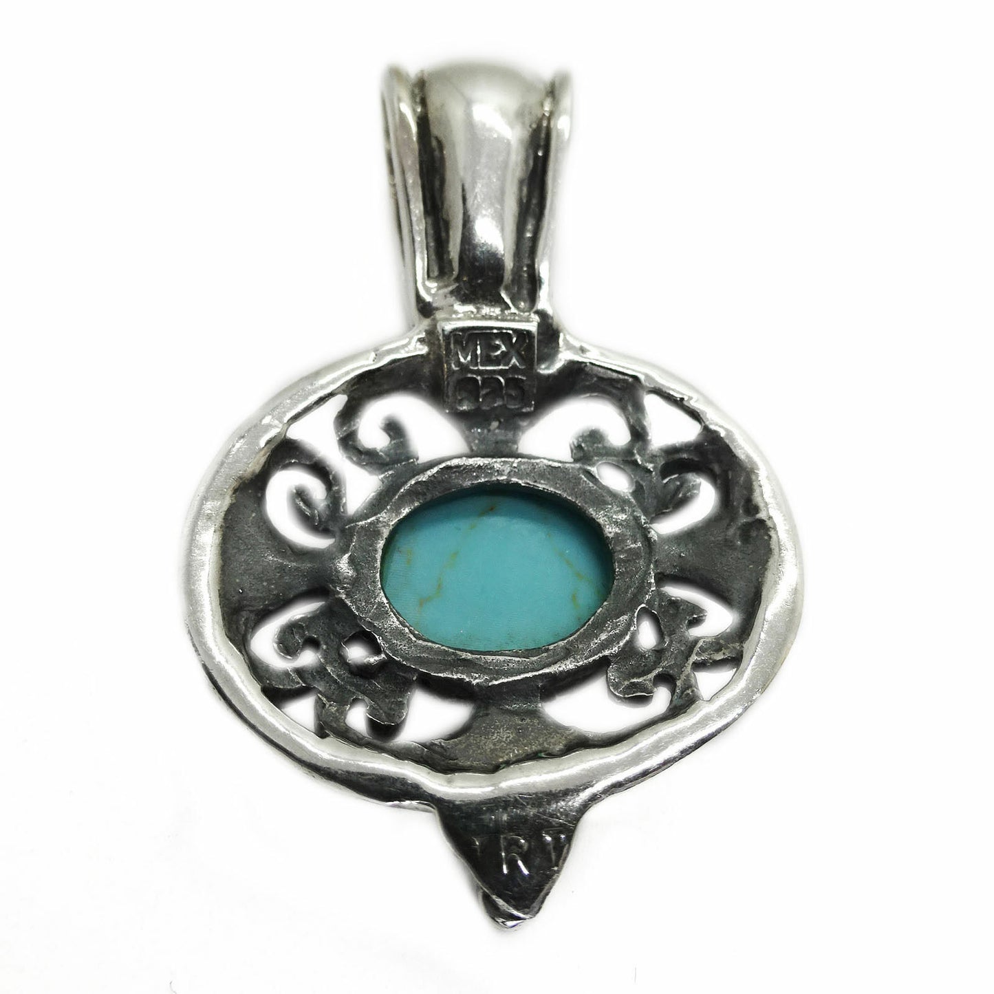 JRI Mexico Turquoise Sterling Silver Decorative Small Pendant