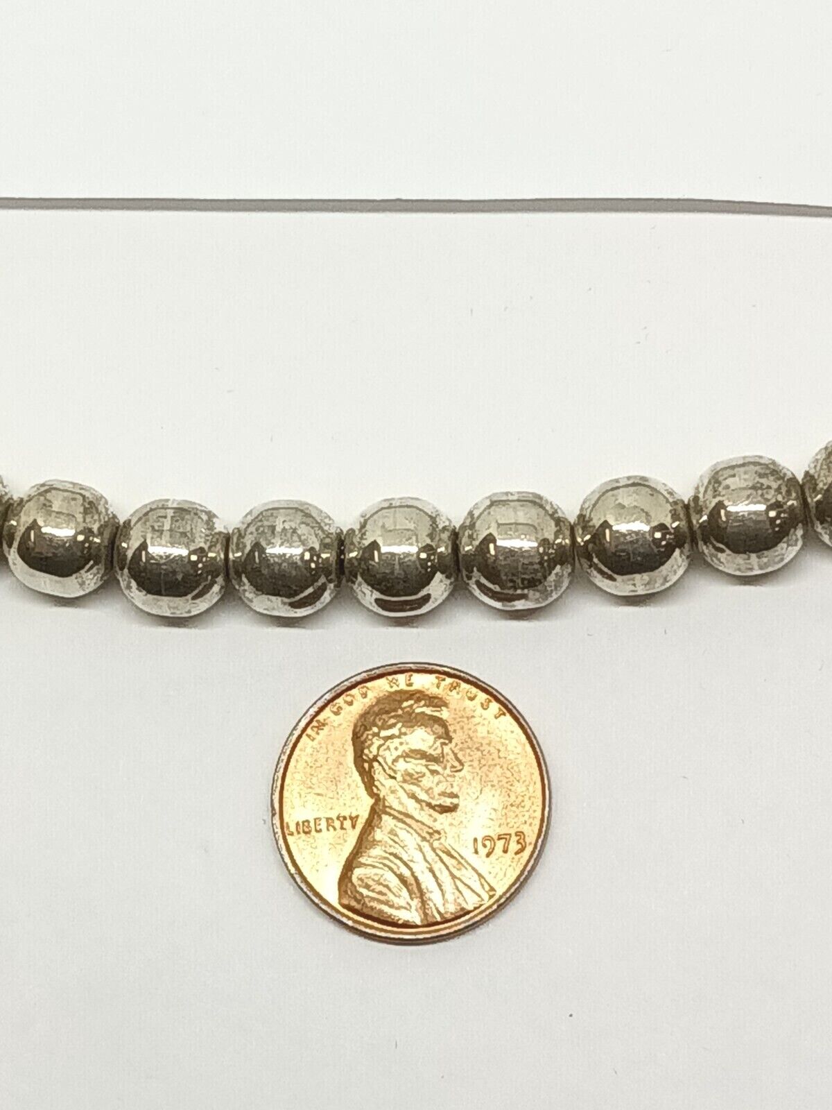 Vintage Sterling Silver Pearls Ball Bead Necklace 23'' Long, 79.5 grams