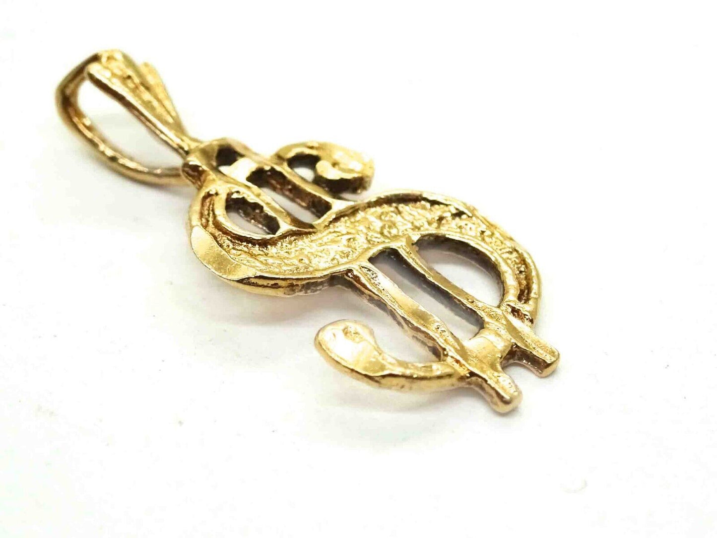 Money Dollar Sign Charm Pendant 14k Gold 0.6 Grams