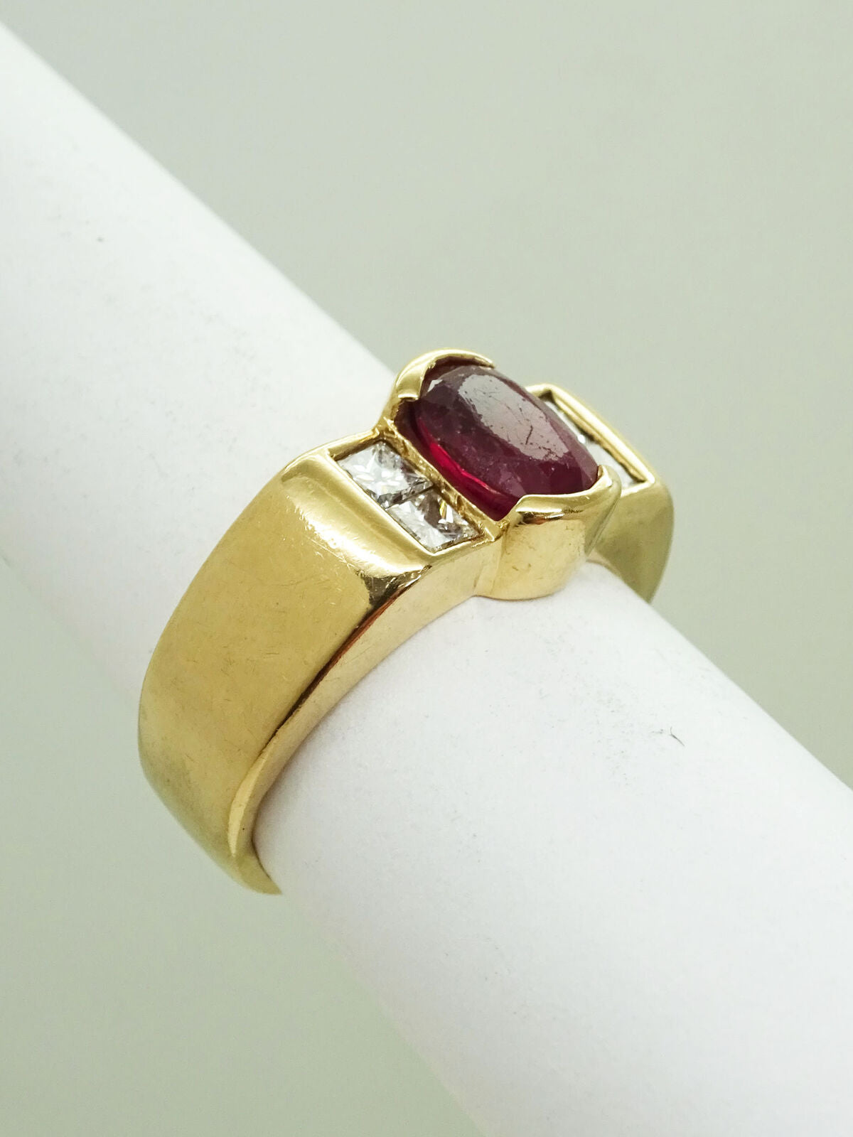 1.7ct tw Heat Treated Natural Ruby & Diamond Ring 14k Gold Size 5.5