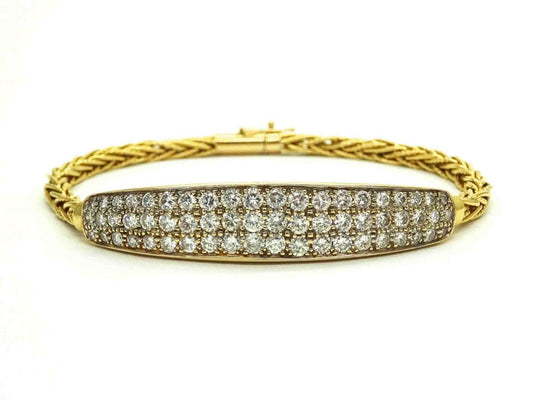 4.78ct tw Diamond Pave Center Station Bracelet 14k Gold 27.2 Grams