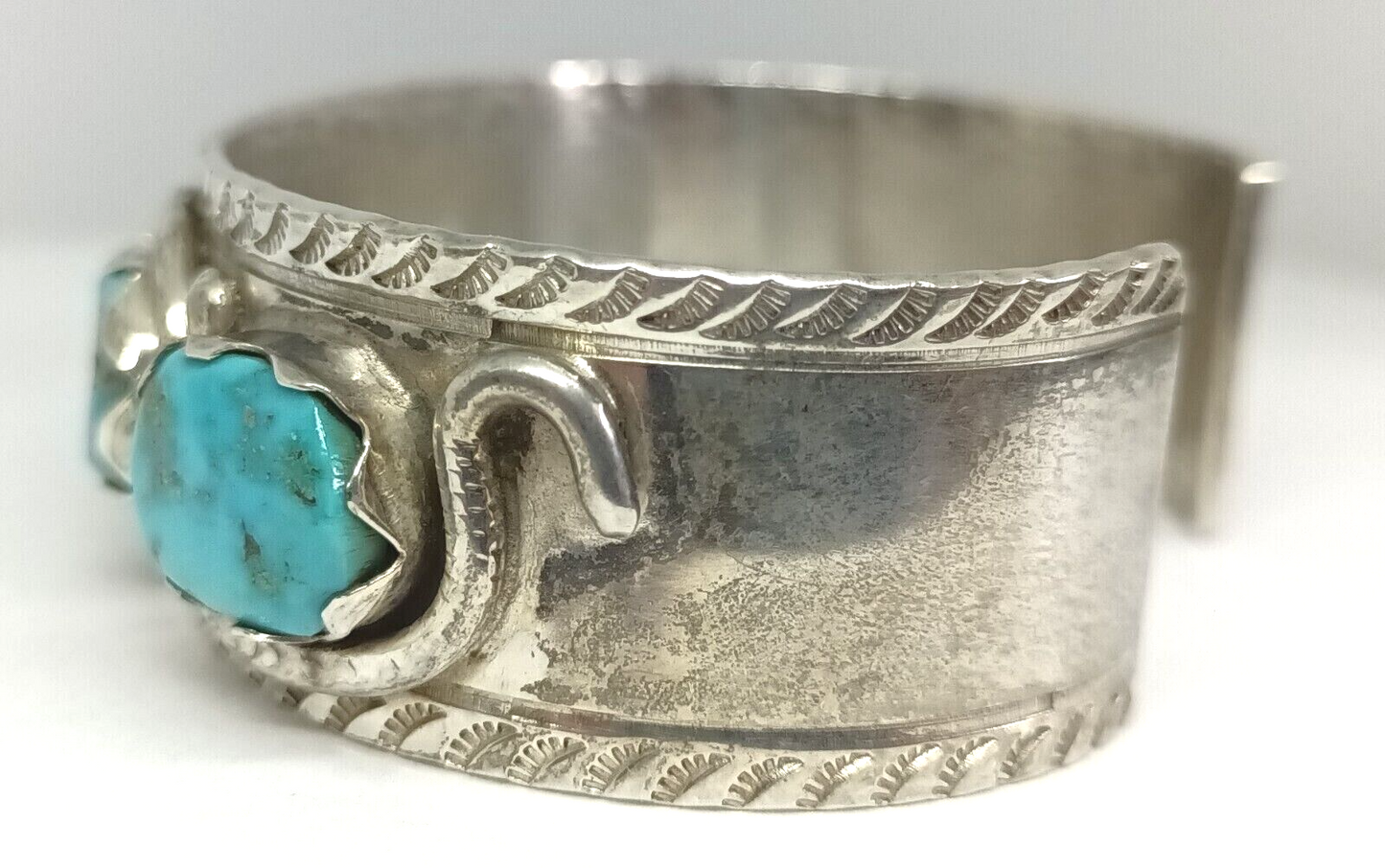 Effie C Zuni 925 Sterling Silver Turquoise Snake Cuff Bracelet