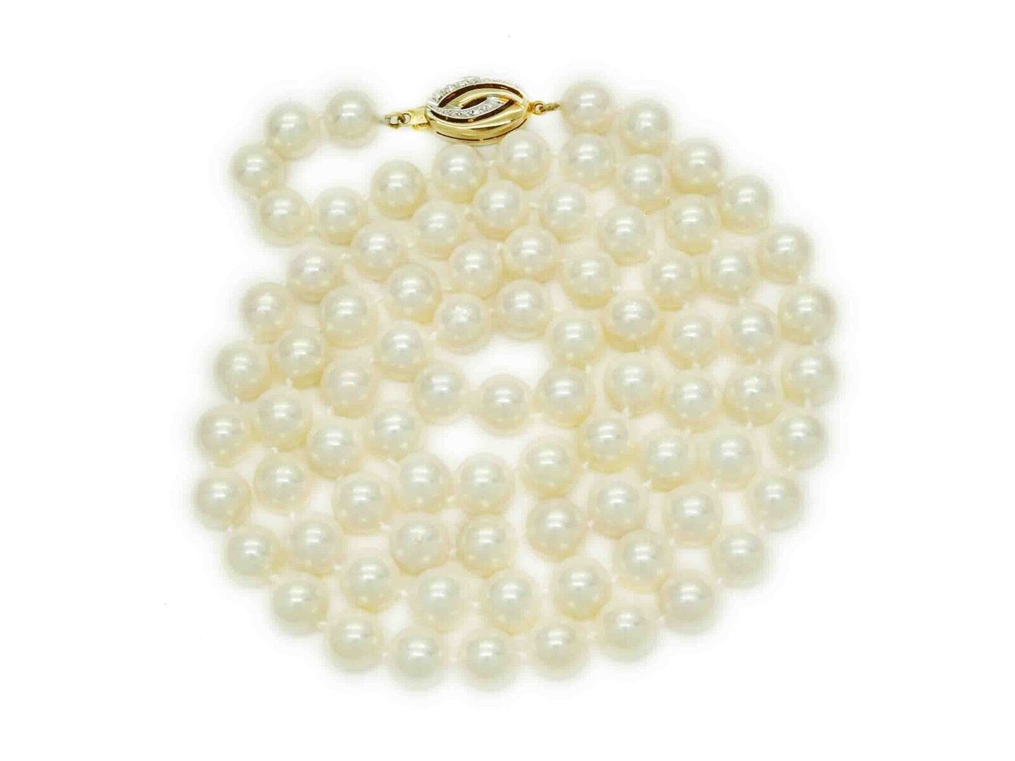 GIA Certified 8.5-9mm Cultured Saltwater Pearl Bead Necklace 14k Gold Clasp