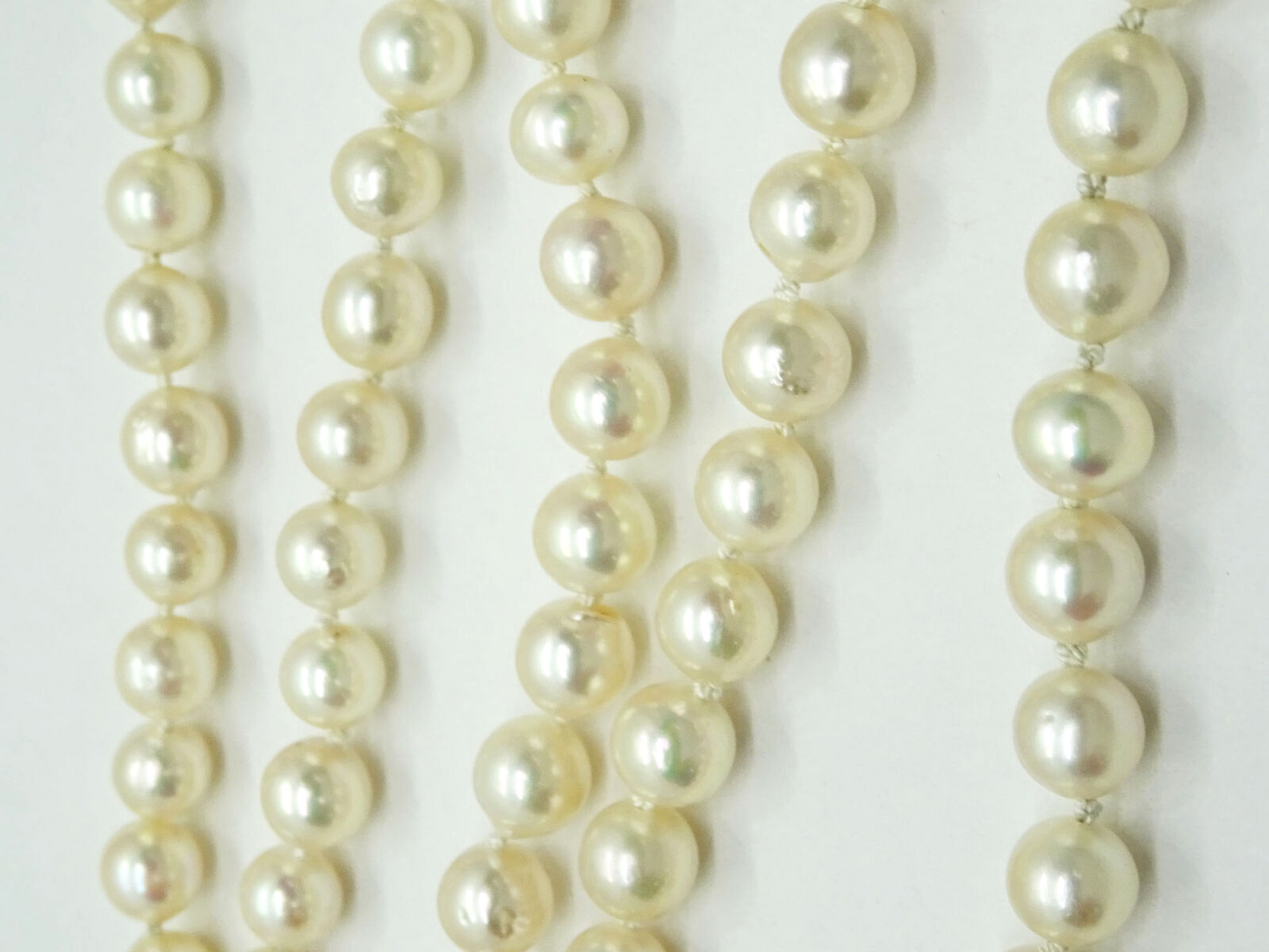 8mm Natural Pearl Bead Necklace 28" Opera Length 14k Gold Clasp