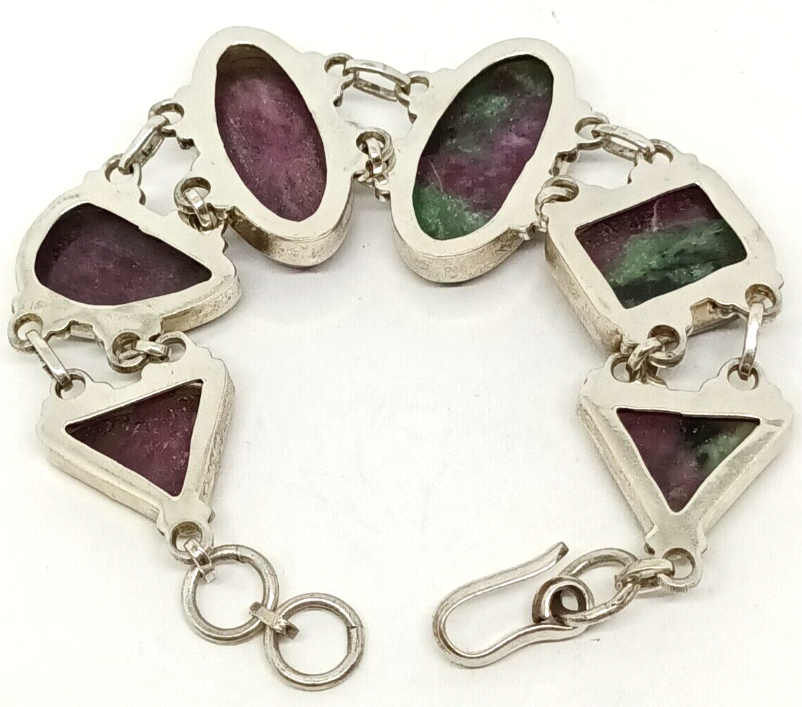 Natural Ruby in Zoisite & Sterling Silver Bracelet 8''