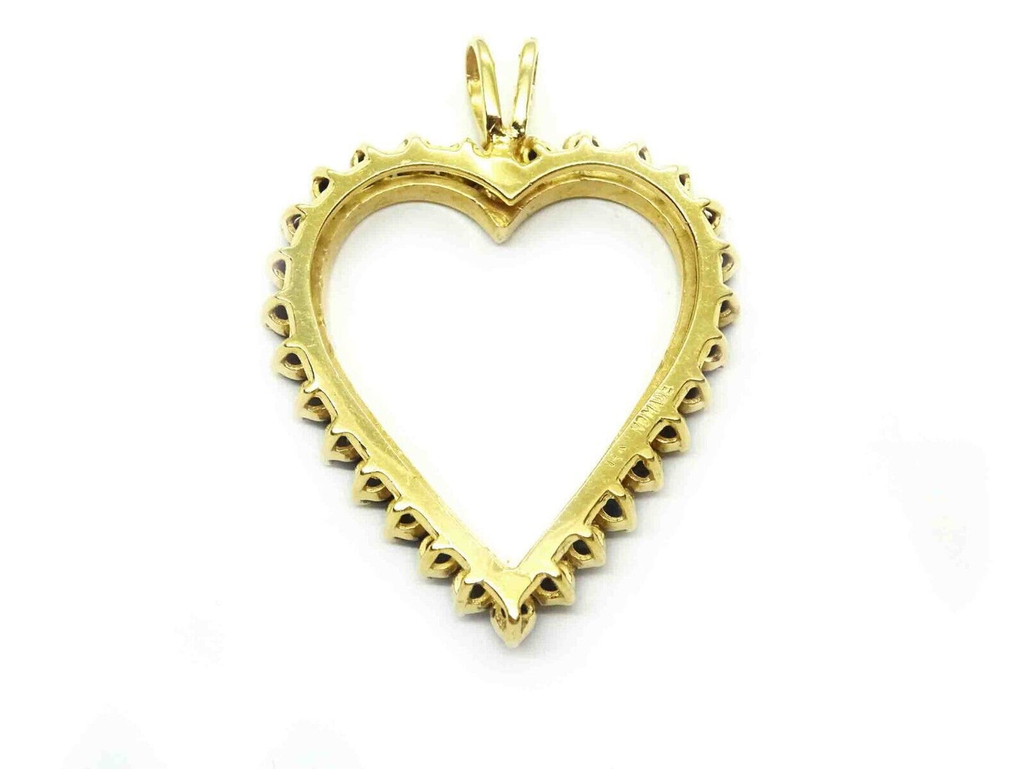 3.00ct tw Sapphire Large Open Heart Pendant 14k Gold 9.5 Grams