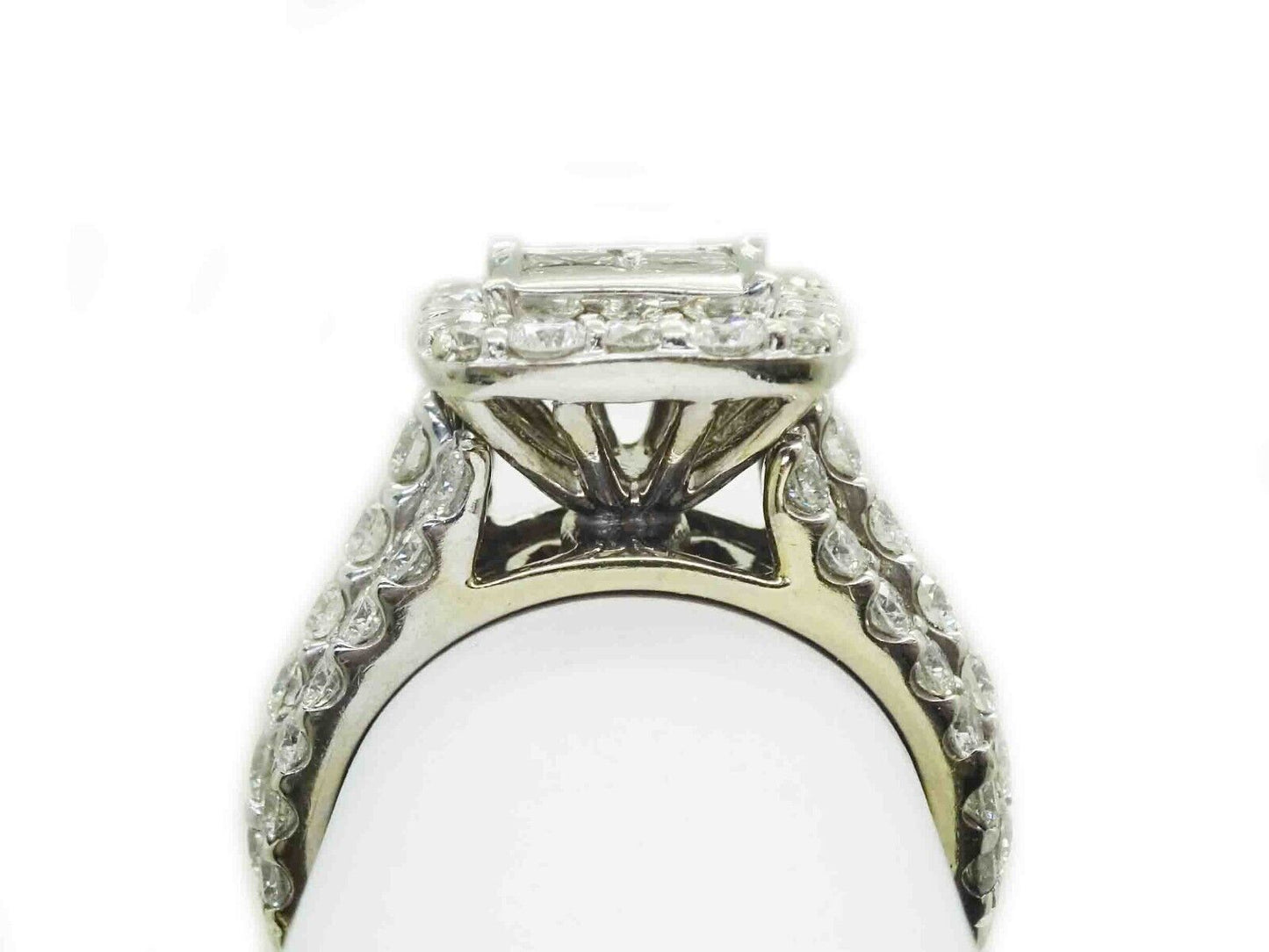 3.03ct tw Princess & Round Natural Diamond Cluster Ring 14k White Gold Size 5.75