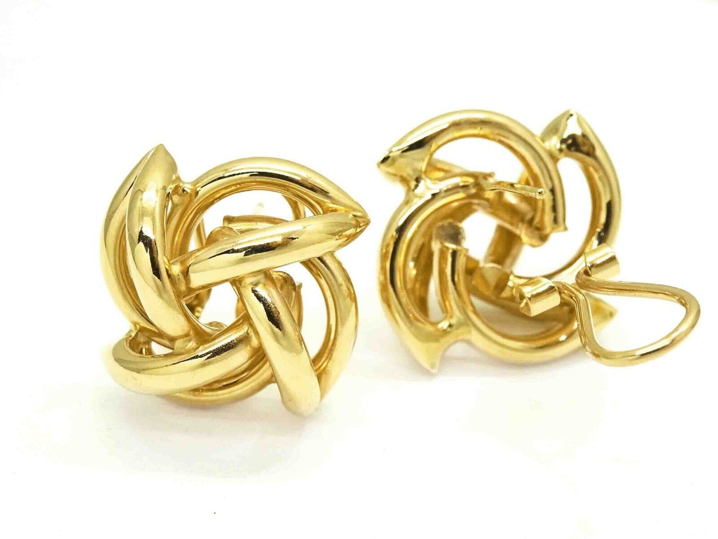 Openwork Quatrefoil Design Euro Post Clip Earrings 14k Gold