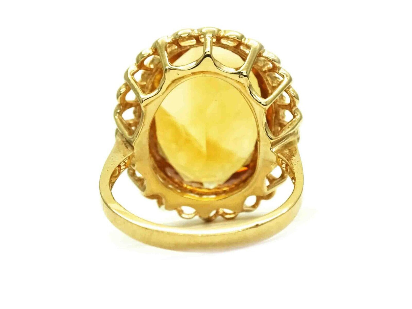 12.83ct Faceted Oval Natural Citrine Quartz Filigree Ring 14k Gold Size 8