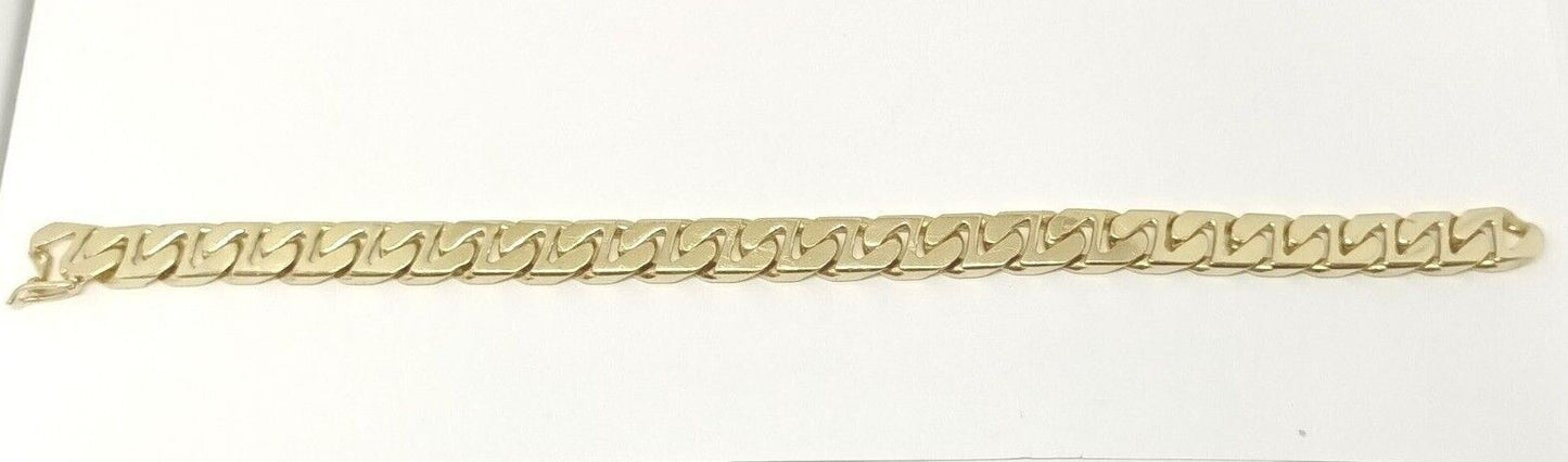 Men's 9mm Wide 14k Gold Cuban Link Chain Bracelet, 8'' Long, 35.8 grams