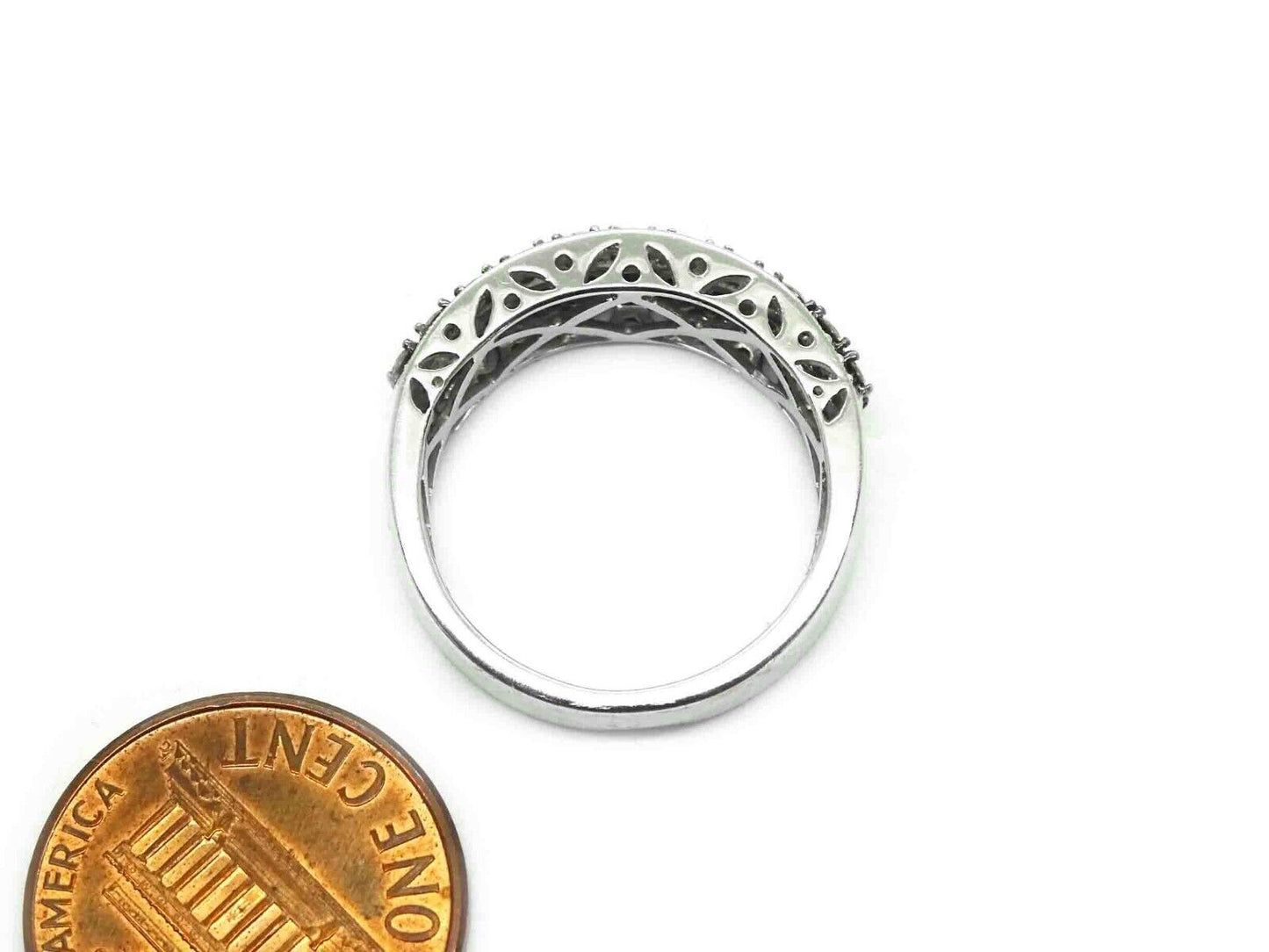 1.65ctw Chocolate & Vanilla Diamond Filigree Band Ring 14k White Gold Size 6.75