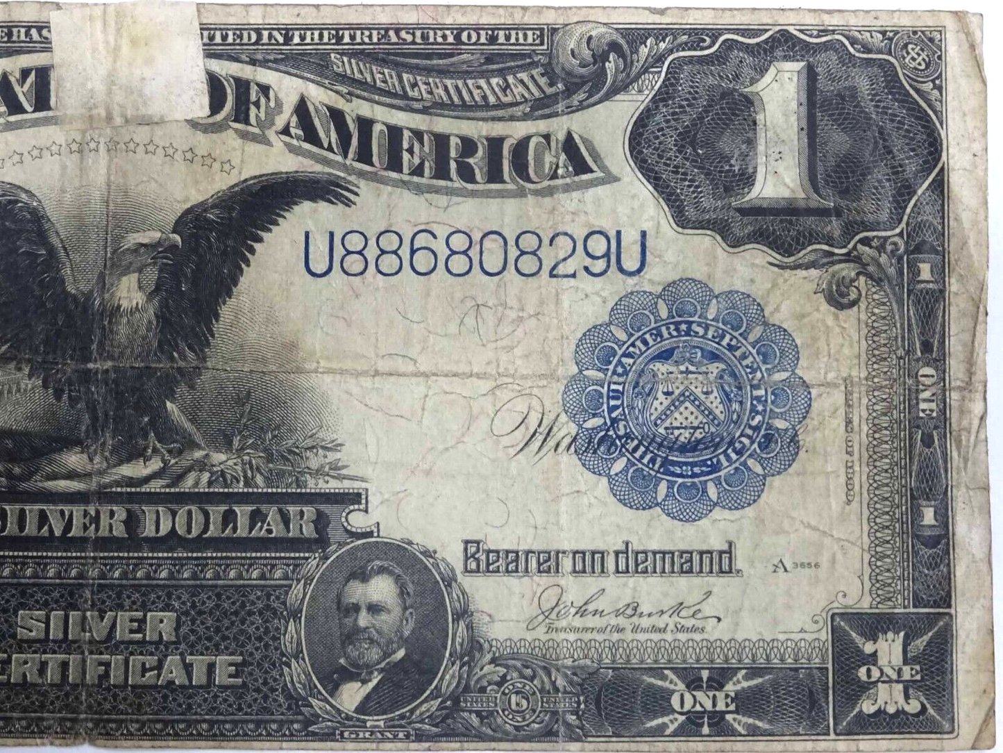 1899 $1 Black Eagle Silver Certificate U88680829U
