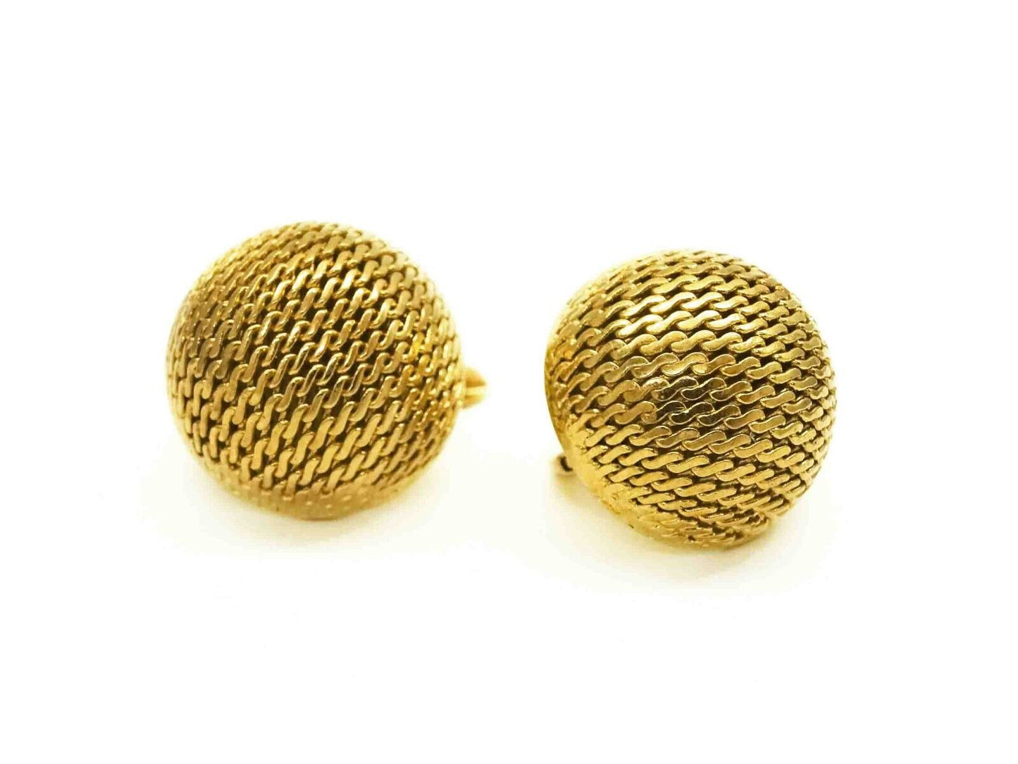 Button Weave Pattern Dangle Earrings 18k Gold 7.8 Grams