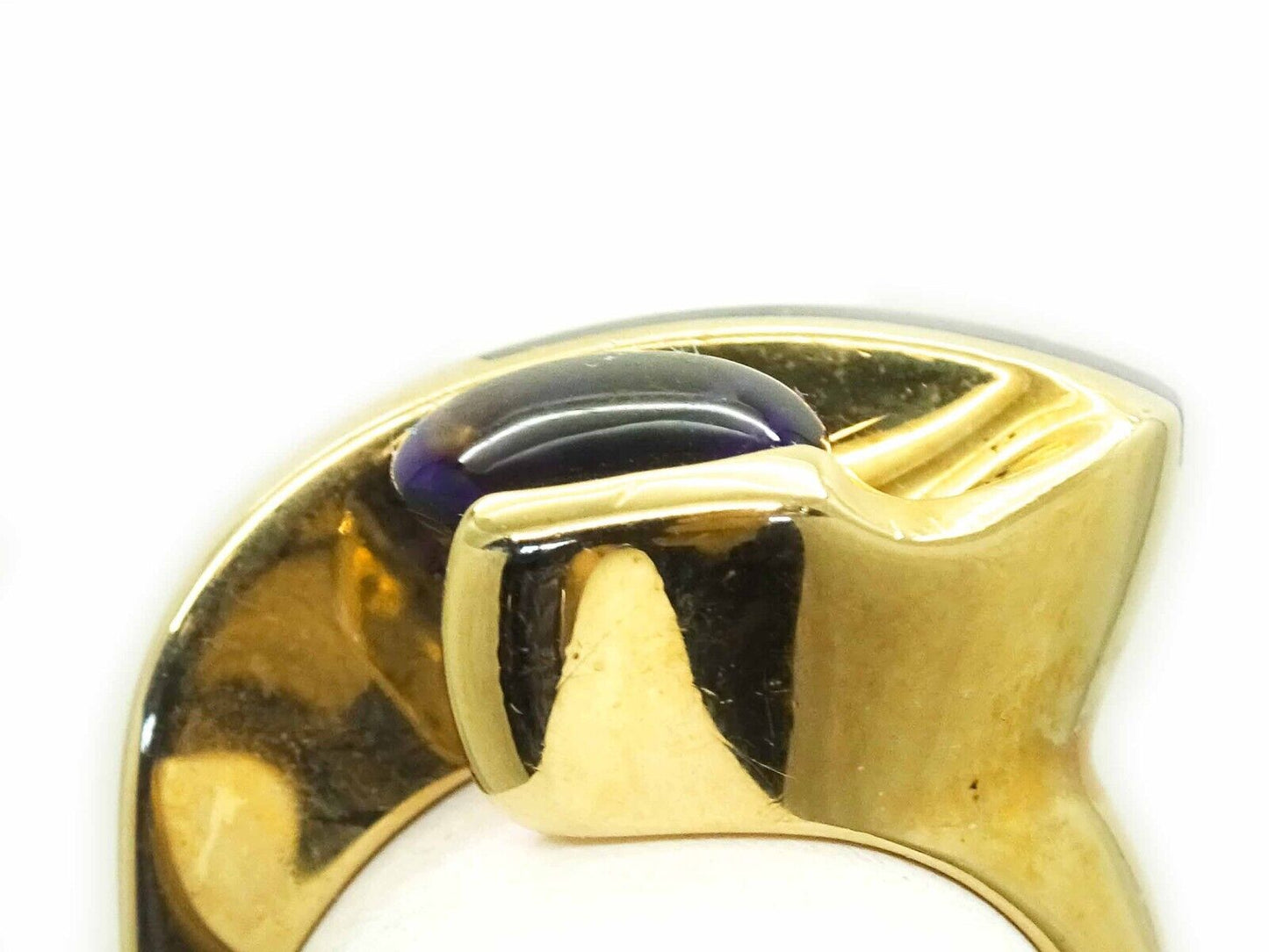 Natural Amethyst & Sugilite Inlay Euro Shank Ring 14k Gold Size 6.5