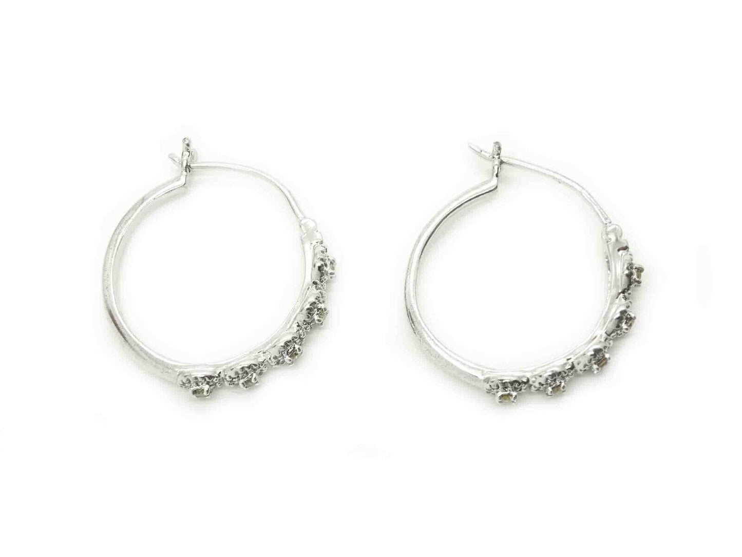 Chocolate & Vanilla CZ Hoop Earrings Sterling Silver DDB