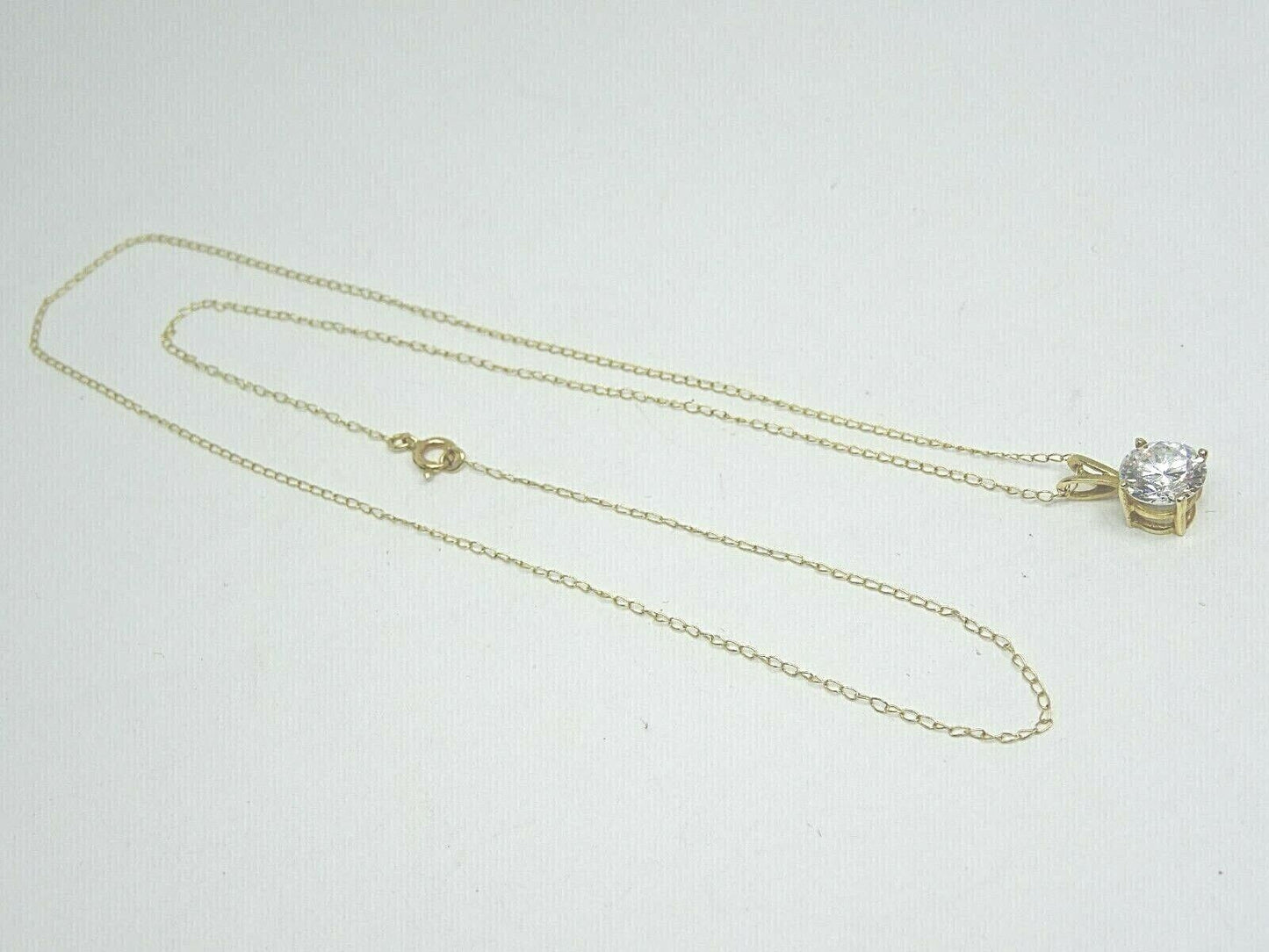 14K Yellow Gold & Solitaire CZ Necklace 16'' Chain