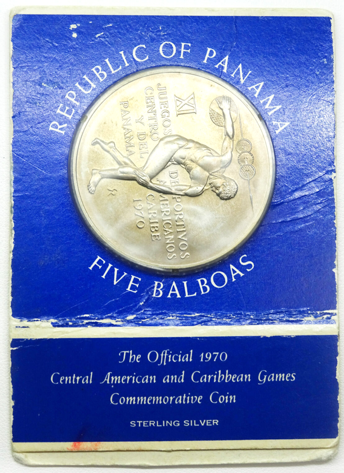 1970 Five Balboas Republic of Panama Commemorative Sterling Silver Coin