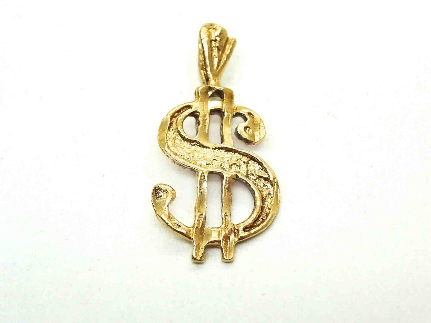 Money Dollar Sign Charm Pendant 14k Gold 0.6 Grams