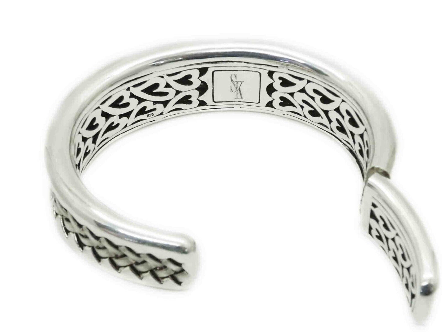 Scott Kay Designer Basket Weave Heart Filigree Cuff Sterling Silver