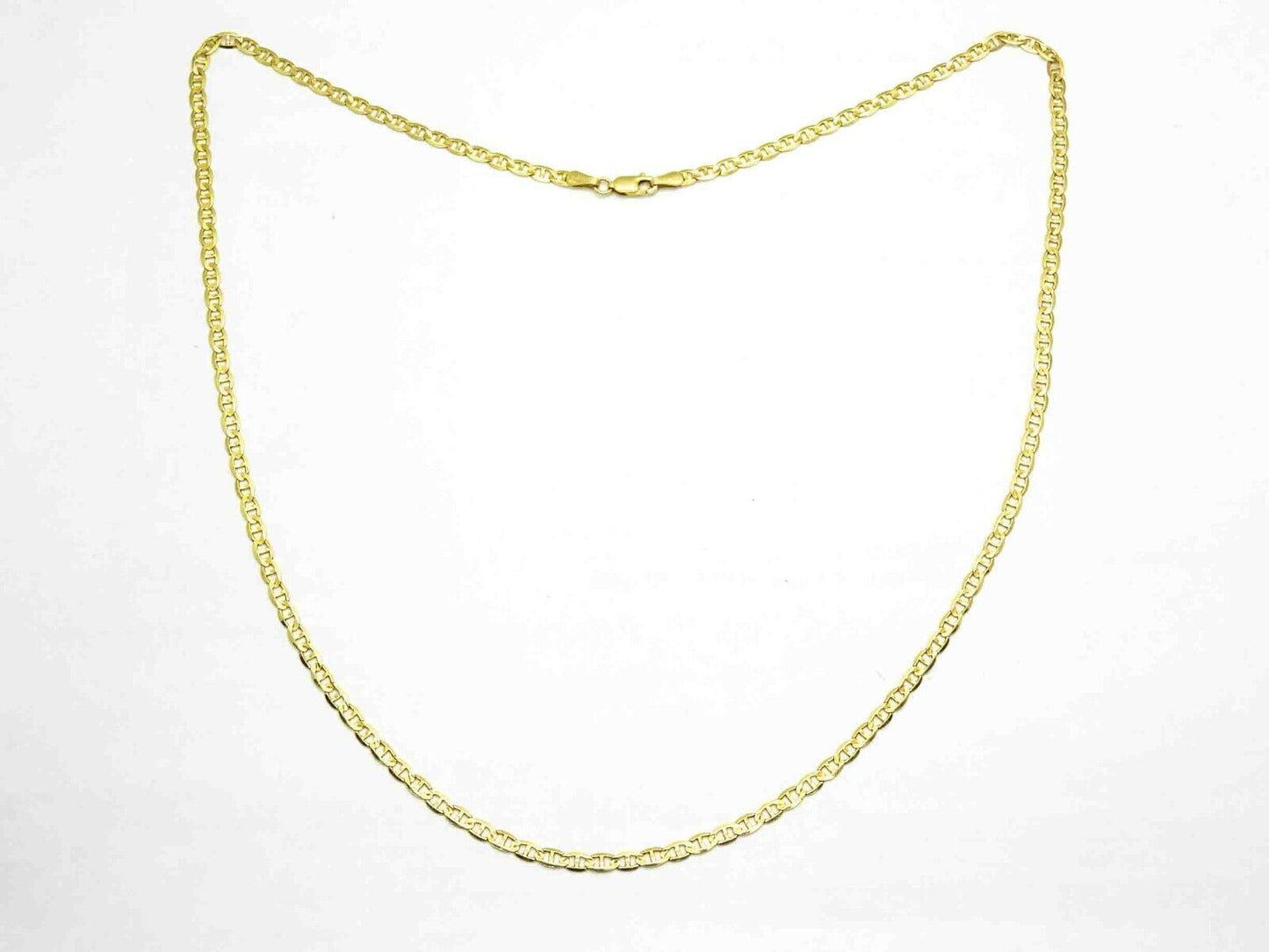 Italian 3mm Wide Mariner Link Chain Necklace 24" 14k Gold